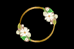 Golden round frame with watercolor floral ornament Product Image 2