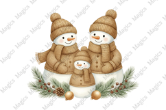 Golden Snowman Family Christmas Clipart Product Image 1