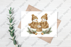 Golden Snowman Family Christmas Clipart Product Image 3