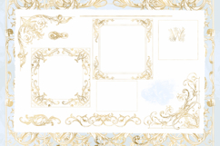 Royal Wedding Frame Clipart, Gold Baroque ornaments Product Image 2