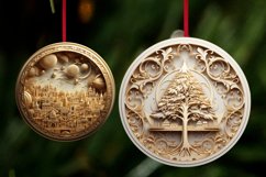 Golden White 3D Christmas Ornaments Png Bundle Product Image 5
