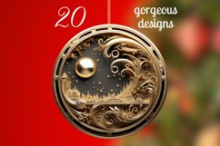 Golden White 3D Christmas Ornaments Png Bundle Product Image 2