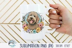 Tan Golden Doodle Dog with Flowers | Sublimation PNG JPG Product Image 2
