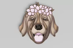 Pet Portrait Laser Cut File - Floral Dog - Golden Retriever Product Image 1