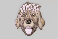 Pet Portrait Laser Cut File - Floral Dog - Golden Retriever Product Image 3