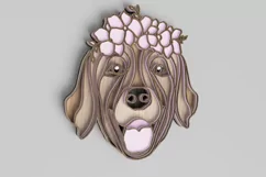 Pet Portrait Laser Cut File - Floral Dog - Golden Retriever Product Image 2
