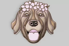 Pet Portrait Laser Cut File - Floral Dog - Golden Retriever Product Image 5