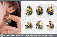 Bundle of six Goldfinch Bird teardrop earrings sublimation designs.