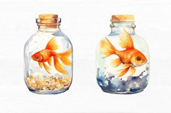 Goldfish in a Glass Bottle Watercolor Sublimation clipart Product Image 5