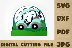Golf Cart Card Cutting File 3D Golfing Birthday Card SVG gif Product Image 1