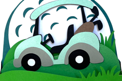 Golf Cart Card Cutting File 3D Golfing Birthday Card SVG gif Product Image 4