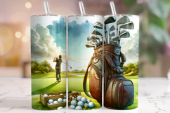 Golf Tumbler Wrap, Golf Landscape Tumbler Wrap, Golfer PNG Product Image 1
