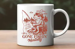 Gone Fishin’ Mentally Frog SVG Funny Fishing Frog PNG Print Product Image 2