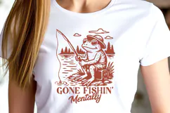 Gone Fishin’ Mentally Frog SVG Funny Fishing Frog PNG Print Product Image 3