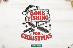Gone Fishing for Christmas SVG, Retro Holiday Fishing Design Product Image 1