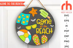 gone to the beach svg, flip flops sign svg, beach hanger svg, popsicle svg, welcome pool sign svg, wood door sign dxf, round hanging sign, laser cut file, layered sign svg, patio summer sign svg, backyard sign svg, glowforge cut file, cricut cut file