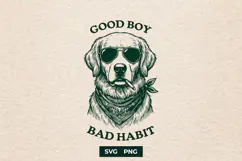 Cool Golden Retriever SVG Funny Dog Bad Habit PNG Art Product Image 1