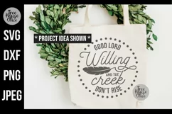 Good Lord Willing Design shown on a canvas bag as a finished product example