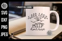 Good Lord Willing Design shown on a white coffee mug as a finished product example