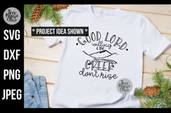 Good Lord Willing Design shown on a white shirt with winter staging as a finished product example