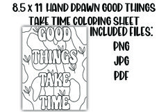 Good Things Take Time Motivational Floral Coloring Sheet Product Image 1