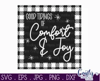 Comfort And Joy Buffalo Plaid Christmas Farmhouse Sign Svg Product Image 2
