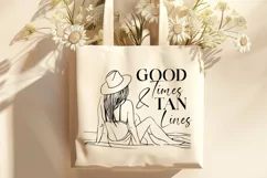 Good Times & Tan Lines SVG | Beach Girl Line Art Summer DXF Product Image 2
