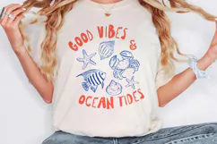 Good Vibes, Ocean Tides Coastal Shell & Fish PNG Design. Product Image 3