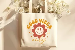 Good Vibes Only SVG | Retro Smiley Flower T-Shirt PNG Design Product Image 2
