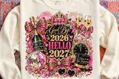 Goodbye 2026 Hello 2027 PNG, Pink Leopard Glitter Bow Glam N Product Image 4