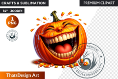 Goofy Halloween Pumpkin PNG, Funny Jack O Lantern Clipart Product Image 1