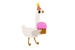 Birthday Cartoon Goose Hand Drawn Vector Illustration Product Image 3