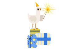 Cute Birthday Birds Illustration with Balloons and Gifts Product Image 3