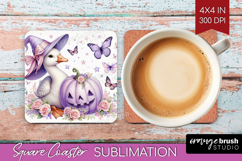 Goose Halloween Square Coaster Coquette Coaster PNG Product Image 1