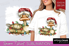 Goose Tangled In Christmas Lights Square Tshirt Background Product Image 1