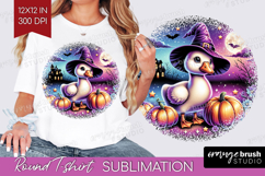 Goose Halloween Round Tshirt Background Cute Animal PNG Product Image 1