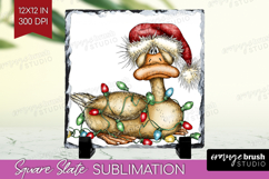 Goose Tangled In Christmas Lights Slate PNG Funny Xmas Product Image 1