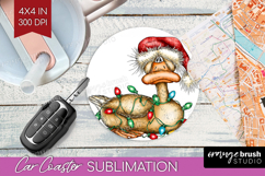Goose Tangled In Christmas Lights Car Coaster Funny Xmas Product Image 1