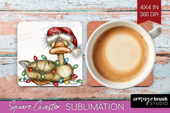 Goose Tangled In Christmas Lights Square Coaster Funny Xmas Product Image 1