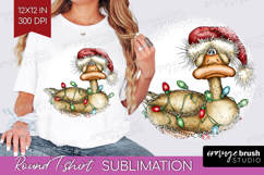 Goose Tangled In Christmas Lights Round Tshirt Background Product Image 1