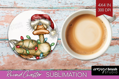 Goose Tangled In Christmas Lights Round Coaster Funny Xmas Product Image 1