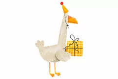 Birthday goose celebrate holiday. Duck with gifts garland Product Image 3