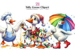Silly Goose Watercolor Clipart Bundle | 21 PNG Product Image 1