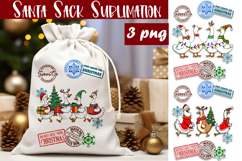 Santa Sack Sublimation | Christmas Goose PNG Santa Sack Product Image 1