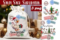 Santa Sack Sublimation | Christmas Goose PNG Santa Sack Product Image 1