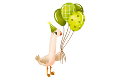 Green Birthday Goose Clipart Set Hand Drawn Party Geese Product Image 4