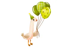 Green Birthday Goose Clipart Hand Drawn Party Geese Product Image 4