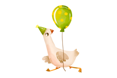 Green Birthday Goose Clipart Set Hand Drawn Party Geese Product Image 9