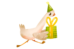 Green Birthday Goose Clipart Set Hand Drawn Party Geese Product Image 10