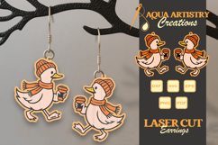 Goose Holding Coffee Cup Halloween Earrings Lasercut Design Product Image 1